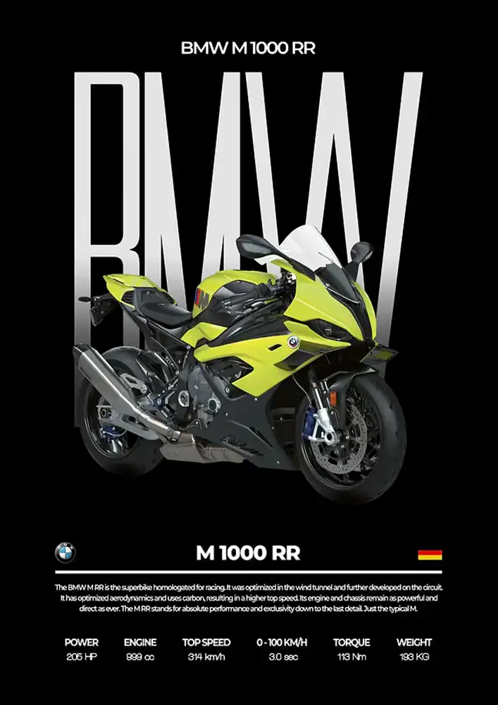 L2295-metalposter-01 متال پوستر موتور طرح BMW M1000RR کد L2295 - Image 1