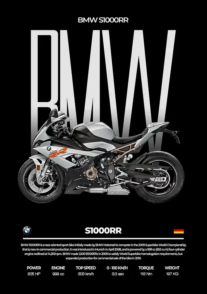 L2297-metalposter-01 متال پوستر موتور طرح BMW S1000RR کد L2297 - Image 1