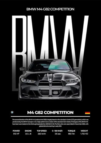 متال پوستر طرح ماشین BMW M4 G82 کد L2310