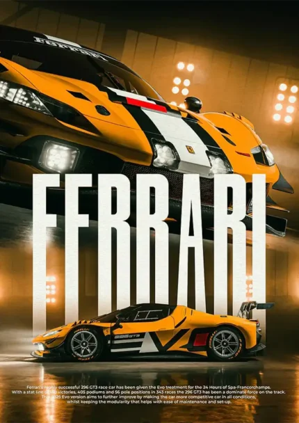 متال پوستر طرح ماشین Ferrari 296 GT3 کد L2311