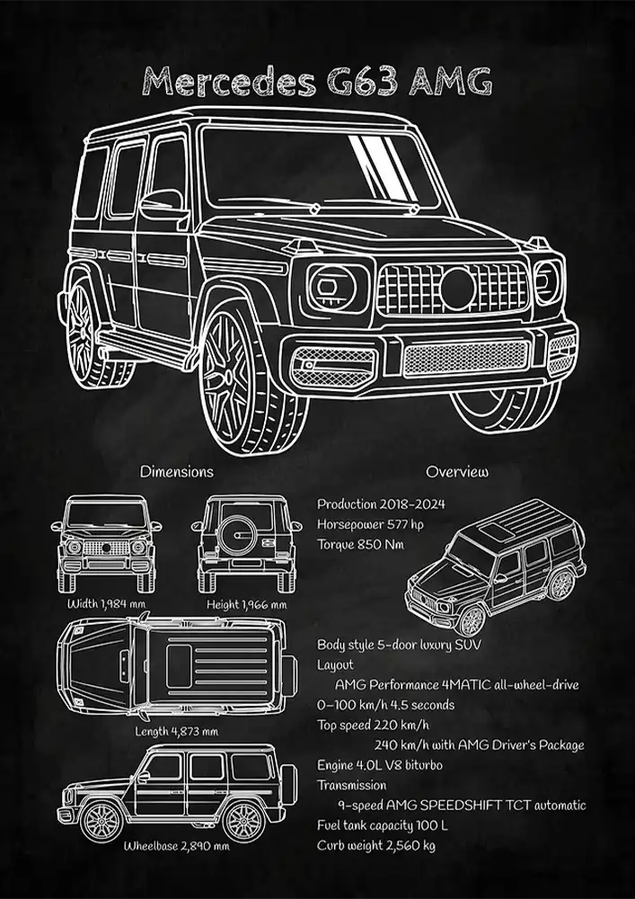 L2323-metalposter-01 متال پوستر طرح ماشین مرسدس G63 AMG کد L2323 - Image 1