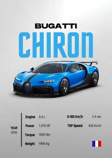 متال پوستر طرح ماشین BUGATTI CHIRON کد L2330