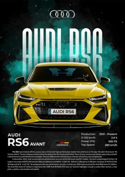 متال پوستر طرح ماشین Audi RS6 کد L2334