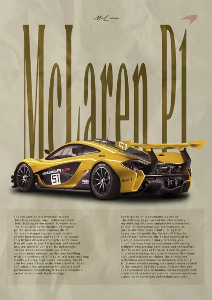 متال پوستر طرح ماشین McLaren P1 کد L2337