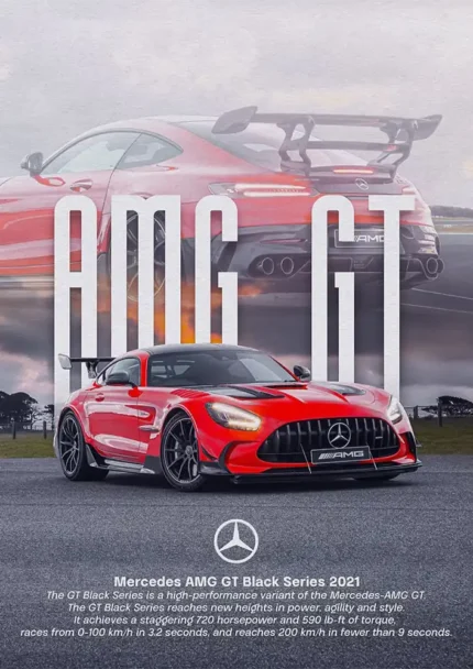 متال پوستر طرح ماشین Mercedes AMG GT Black series کد L2351