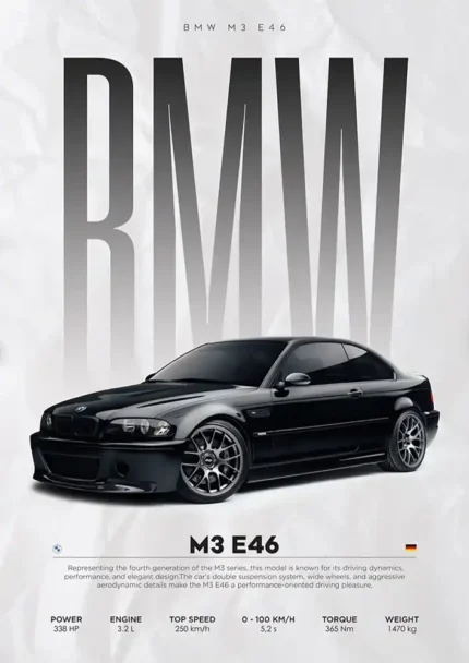 متال پوستر طرح ماشین BMW E46 M3 کد L2352