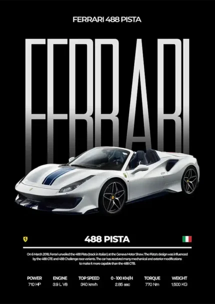 متال پوستر طرح ماشین فراری 488 Pista کد L2358
