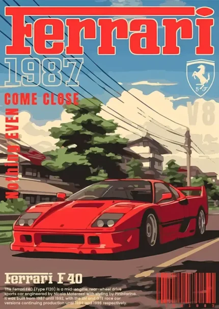 متال پوستر موتور طرح ماشین ferrari f40 کد L2363